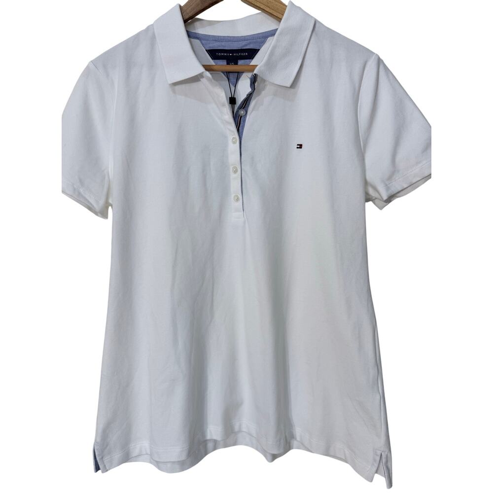 Tommy Hilfiger White Heritage Polo Shirt, Women's Size L